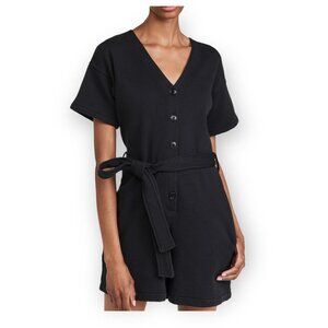 NWT ALEX MILL French Terry Romper In Washed Black, Size XS